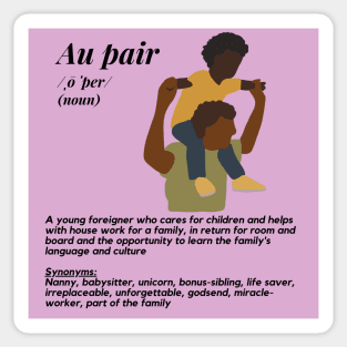 Au pair definition- purple male Sticker